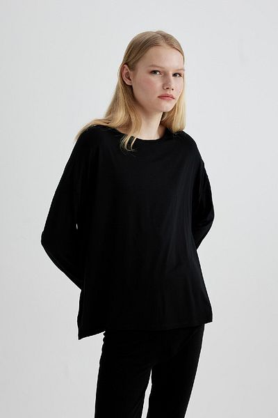 DeFacto Top de pijama casual cu mânecă lungă, cu decolteu rotund, cu croială normală