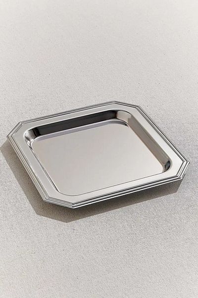 Paşabahçe 22 cm Mirror Metal Square Presentation Tray Single