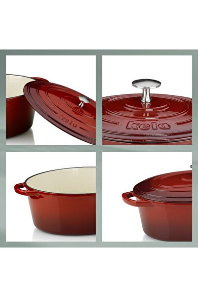 KELA Keck Lang Cast iron baking tray with lid CALIDO 29x23x11cm red