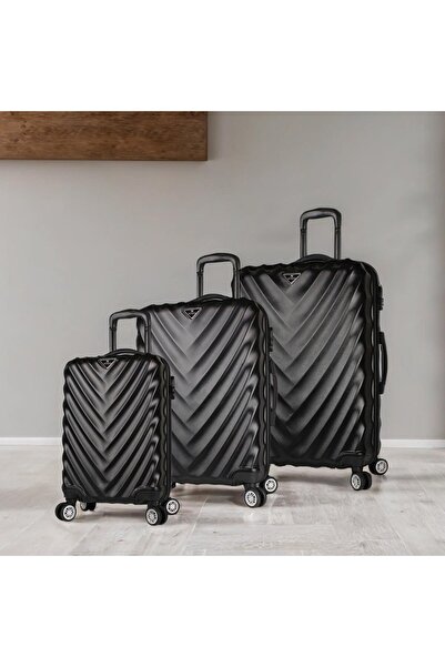 My Valice Lotus Abs Kabin Orta Ve Büyük Boy Siyah 3'lü Valiz Seti