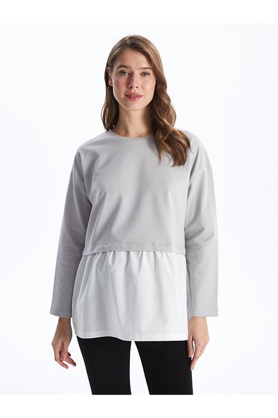 LC Waikiki Crew Neck Color Blocked Long Sleeve Maternity Sweatshirt