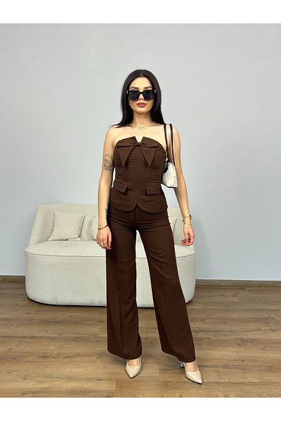 Nesil Strapless Women's Suit with Bow Detail on the Front