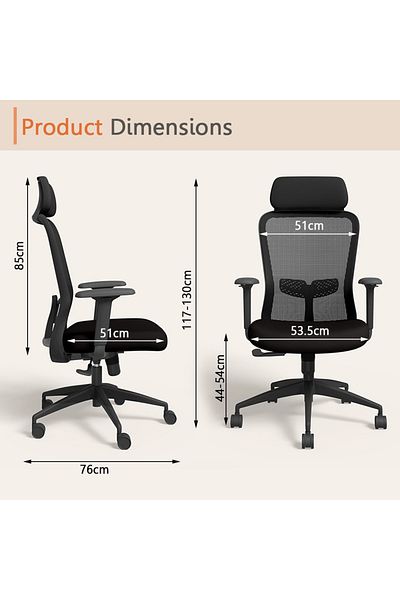 Godrej Interio Modern Thrill High-Back Ergonomic Office Chair with Mesh Back - Black
