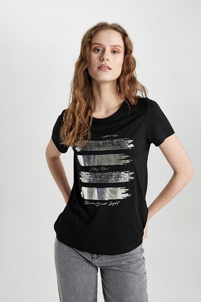 DeFacto Regular Fit Crew Neck Printed Short Sleeve T-Shirt C4057ax24sp