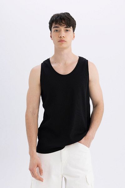 DeFacto Slim Fit Slim Εφαρμογή γιακά ποδηλάτου Basic απλό εσώρουχο με ραβδώσεις C2734ax24sm
