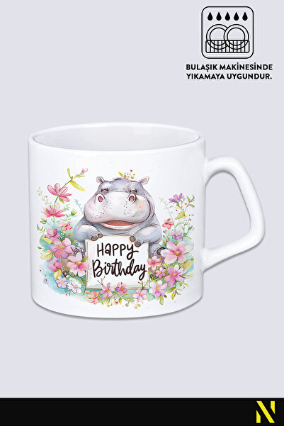 nilizma Happy Birthday Cute Hippopotamus Mug Cup Mug 225 ml