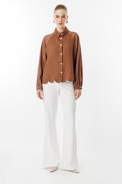 Ghisa Parachute Fabric Mixed Jacket Brown