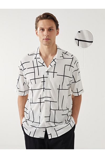LC Waikiki Regular Fit Kurzarm Gemustertes Herrenhemd