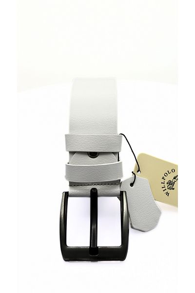 willpolo Genuine Buffalo Leather White Belt 4.3 cm for Jeans and Canvas.