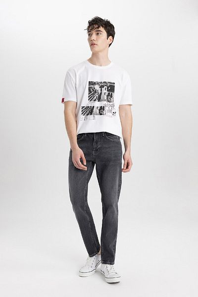 DeFacto Λεπτή κωνική εφαρμογή Skinny Fit Κανονική μέση με συρρίκνωση τζιν παντελόνι C4221ax24sp
