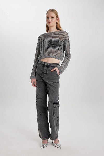 DeFacto Relax Fit Kapuzenpullover mit U-Boot-Ausschnitt C4206ax24sp
