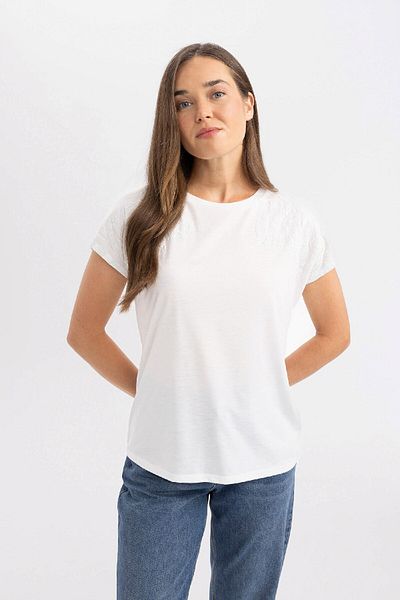 DeFacto Crew Neck Printed Short Sleeve T-Shirt C3956AX24SP