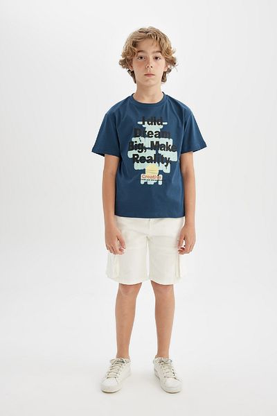 DeFacto Boy's Crew Neck Printed Short Sleeve T-shirt C4660a824sm