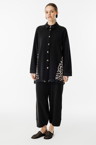 Ghisa Leopard Fabric Mixed Set Black