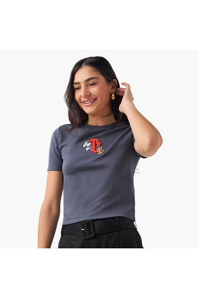 SP Characters Tom and Jerry Embroidered T-shirt with Short Sleeves