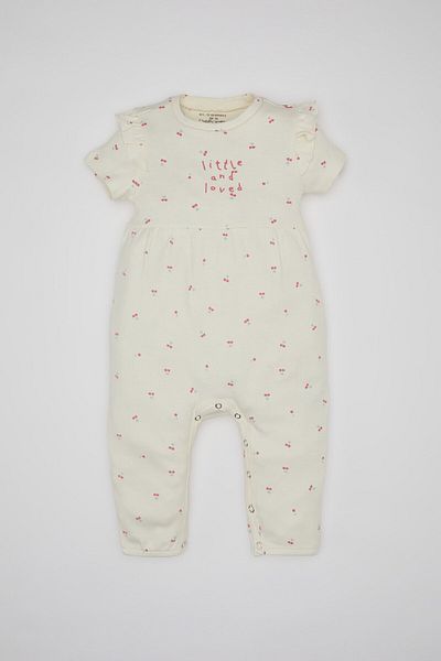 DeFacto Baby Girl Newborn Patterned Short Sleeve Jumpsuit C2542a524sm