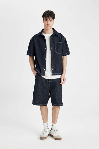 DeFacto Carpenter Fit Bermuda Jean Shorts - C2196ax24sm