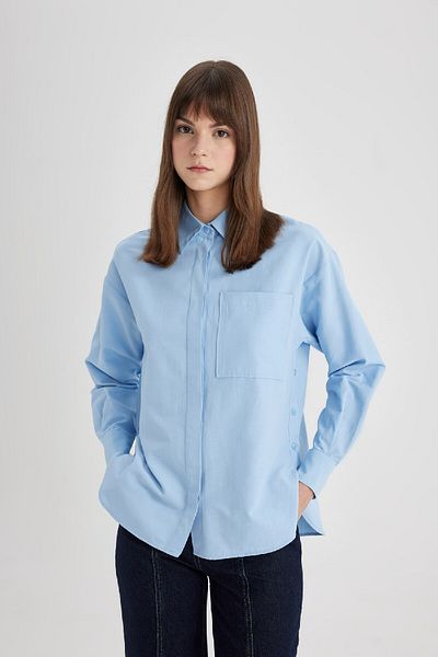 DeFacto Cămașă tunică cu mânecă lungă Poplin Relax Fit - C2538ax24sp