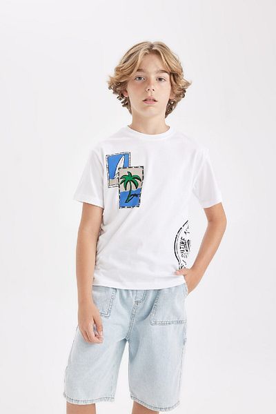 DeFacto Boy's Short Sleeve Printed T-Shirt - Crew Neck C4658a824hs