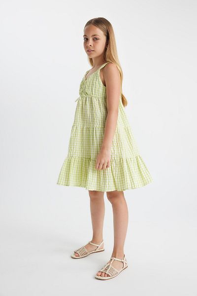 DeFacto Κοριτσίστικο φόρεμα Gingham Twist Ζαρτιέρες C4021a824sm