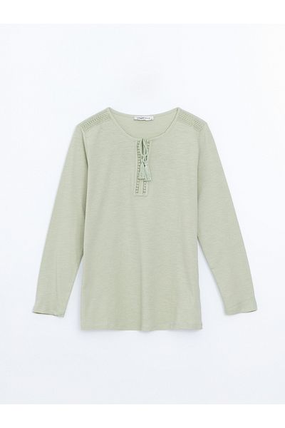 LC Waikiki Tie Collar Embroidered Women's Blouse
