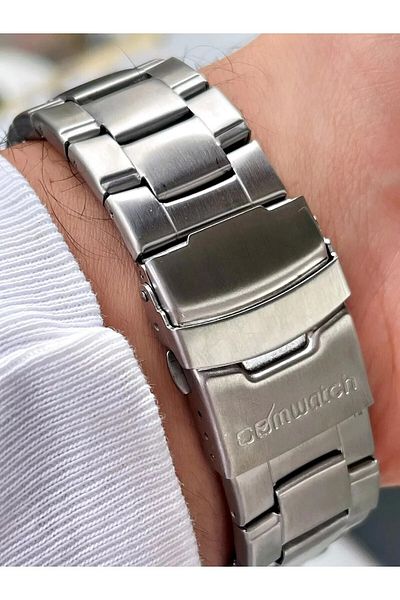 Comwatch Steel Strap Men's Wristwatch Digital Analog Display 3 Years Battery Life Silver Gray Black