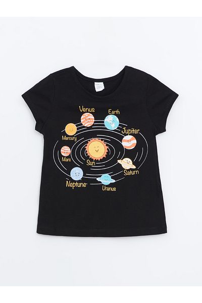 LC Waikiki Crew Neck Printed Girl's T-Shirt
