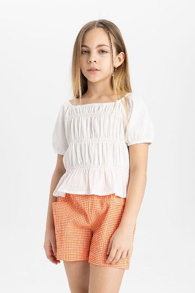 DeFacto Girl's Relax Fit Wrap Short Sleeve T-Shirt C2209a824sm