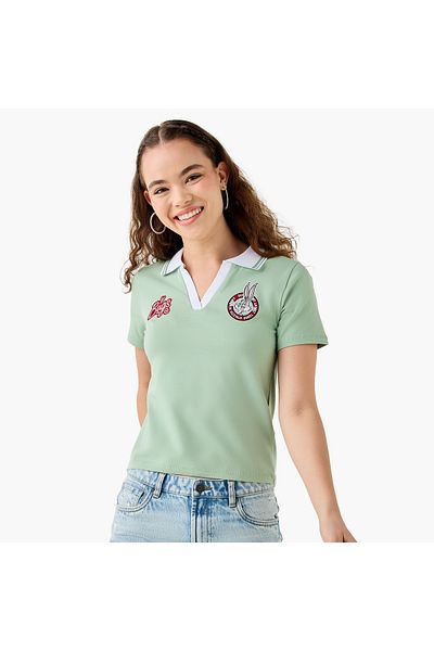 SP Characters Bugs Bunny Embroidered Polo T-shirt with Short Sleeves
