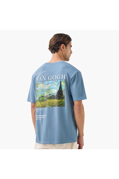 SP Characters Van Gogh Print T-shirt with Crew Neck and Short Sleeves