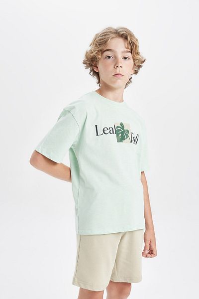 DeFacto Boys Oversize Wide Fit Crew Neck Printed Short Sleeve T-Shirt C5002A824Hs