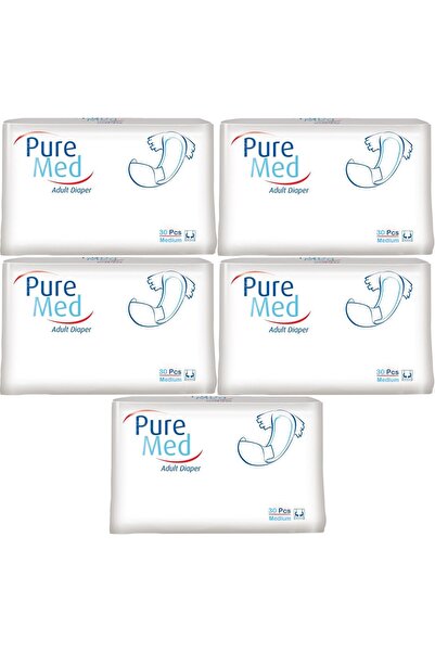Puremed حفاضات للمريض بحزام خصر سطح قماشي متوسط ​​M-Medium 150 قطعة (5PK*30)