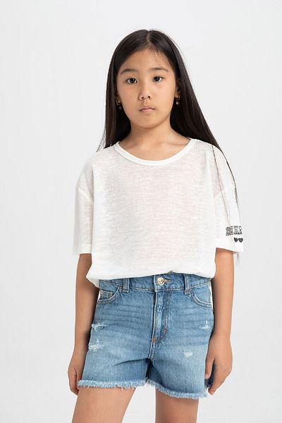 DeFacto Girls Oversize Wide Fit Crew Neck Printed Short Sleeve T-Shirt C4606A824Sm