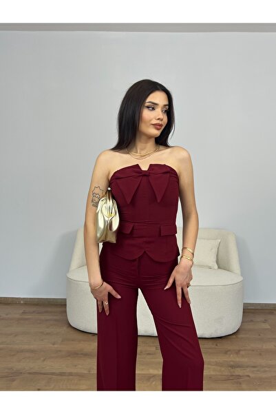 Nesil Strapless Women's Suit with Bow Detail on the Front