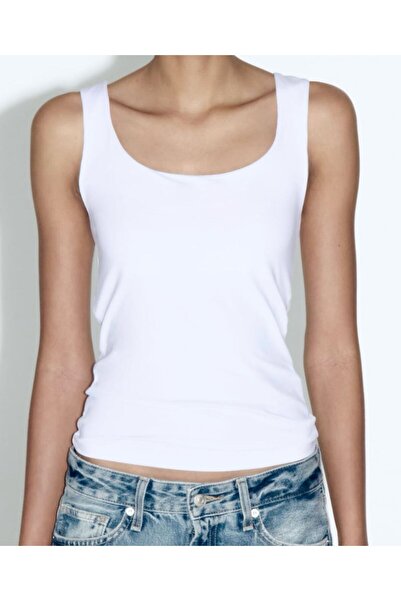 OKSHEN Women's White Polyamide Tank Top