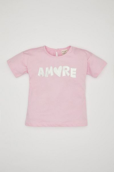 DeFacto Baby Girl Crew Neck Printed Short Sleeve T-Shirt C4002A524SM