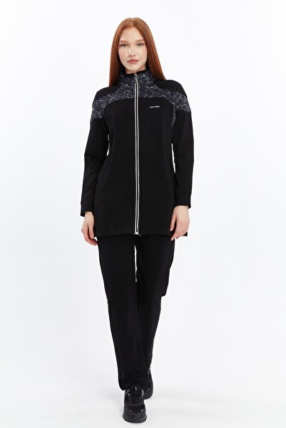 POLO SPEED Dik Yaka Fermuar Cepli Standart Kalıp Klasik Paça Kadın Eşofman Tu...