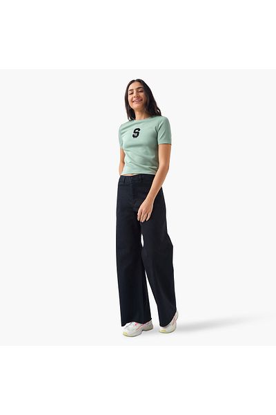 SP Characters Snoopy Embroidered T-shirt with Short Sleeves