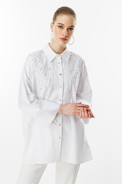 Ghisa Stone Embroidery Detailed Tunic White