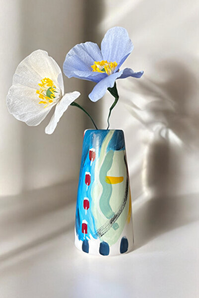 ARİENEL Κεραμικό βάζο |   Μπλε και πέρα από το μπλε |   Χειροποίητο |   21x10 εκ. |   Απαράμιλλο |   Καλλιτεχνικός |   Πολύχρωμο