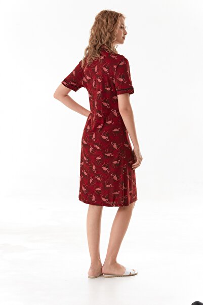 CALİA Γυναικείο νυχτικό φόρεμα από ύφασμα βισκόζης με κουμπιά (με δώρο κεφαλόδεσμο ύπνου)