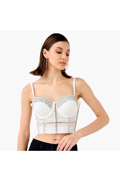 2Xtremz Embellished Strappy Crop Top