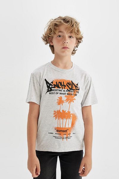 DeFacto Boy's Crew Neck Printed Short Sleeve T-shirt C4659a824sm