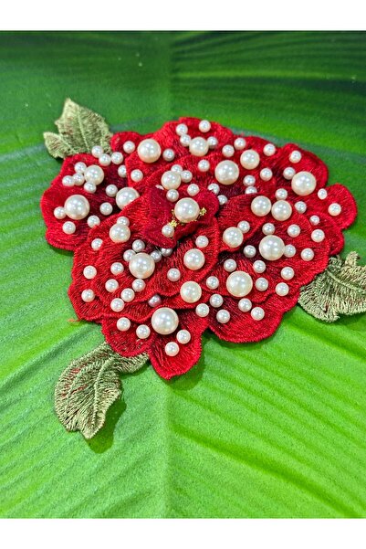 Gönülden Tasarım 17X17 CM İNCİ İŞLEMELİ KABARTMA ÇİÇEK APLİKE DİKİŞ AKSESUARI