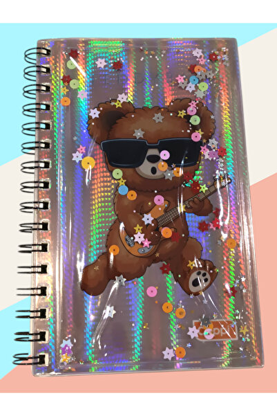 BY CAPPİ دفتر ملاحظات ثلاثي الأبعاد من مادة PVC مقاس 14 × 21 مزين بالترتر اللامع 224 صفحة من سلسلة Ivory Premium