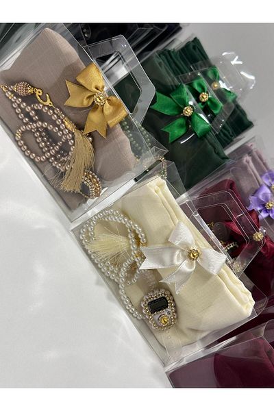 İslami Hediyeler Cheesecloth Rosary and Stone Zikirmatik Set in 10 Gift Boxes