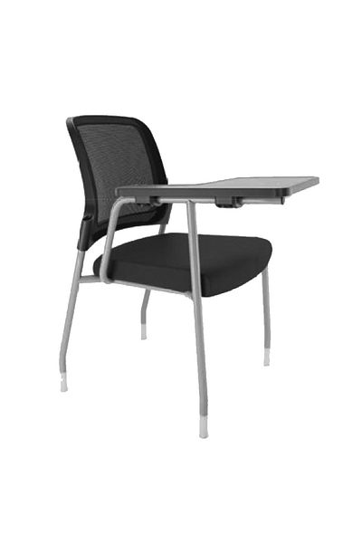 Godrej Interio Modern Relax Stackable Mesh Chair with Writing Pad - Black