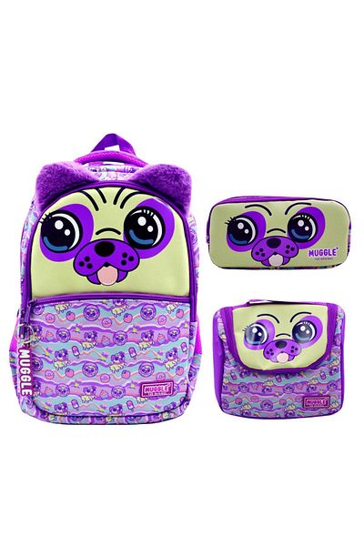 MUGGLE 3 Compartment Dog School Bag + Thermos Lunch Box + Pen Holder