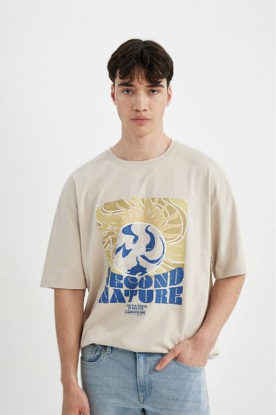 DeFacto Κοντομάνικο μπλουζάκι Comfort Fit Crew με στάμπα C2497AX24SM