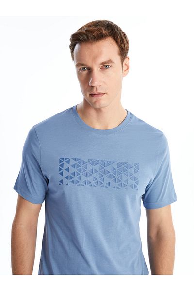 LC Waikiki Tricou pentru bărbați din bumbac pieptănat cu mânecă scurtă cu decolteu